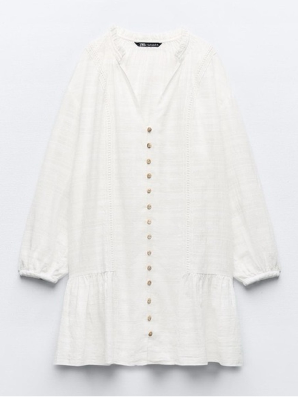 ZARA | Button-Front Peasant Tunic Dress